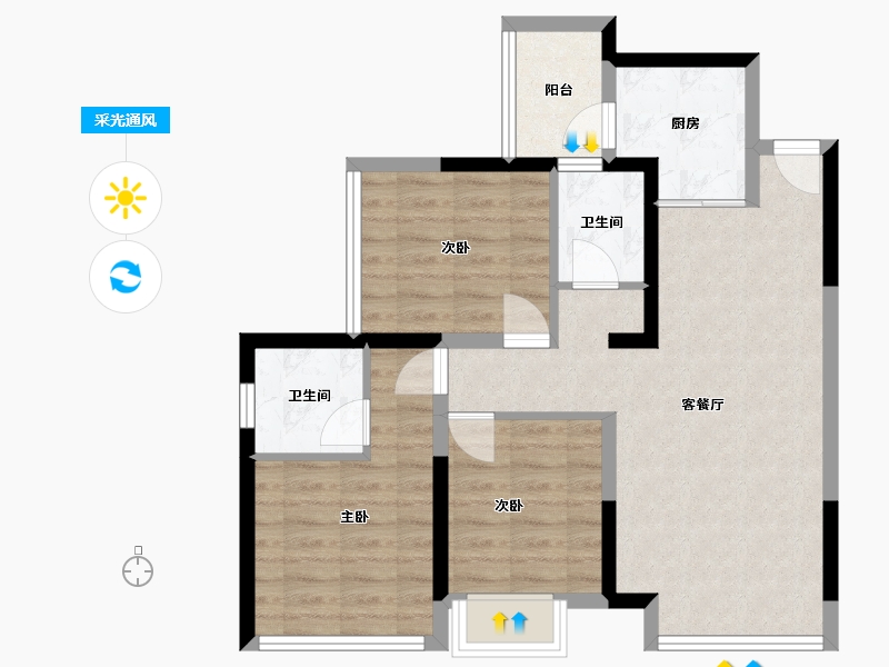 四川省-成都市-奥园棠玥府-73.00-户型库-采光通风