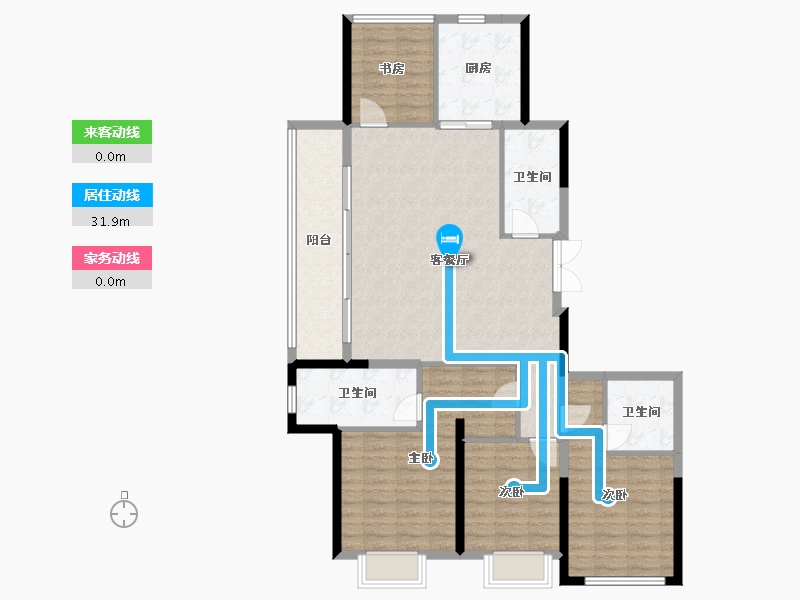 浙江省-杭州市-滨江联合·枫翠云轩-116.59-户型库-动静线