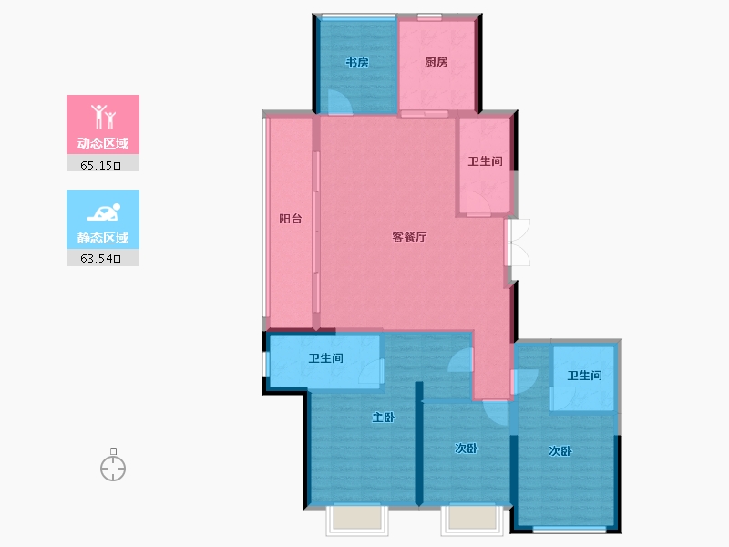 浙江省-杭州市-滨江联合·枫翠云轩-116.59-户型库-动静分区