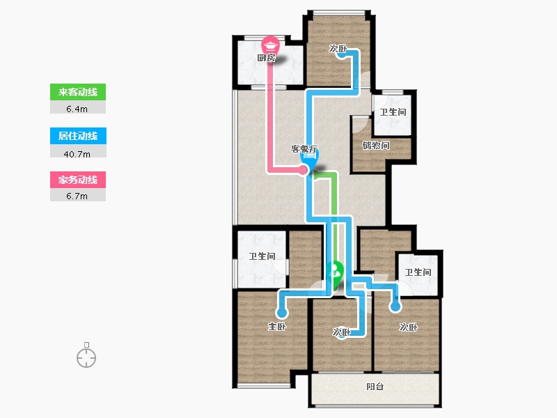 浙江省-杭州市-望翠蓝庭-141.63-户型库-动静线