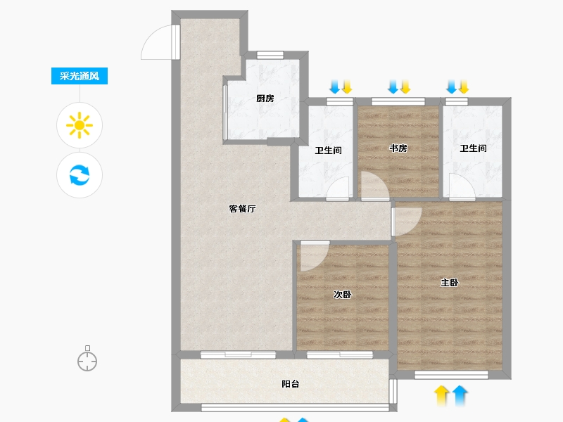 浙江省-杭州市-中建潮阅尚境-85.62-户型库-采光通风