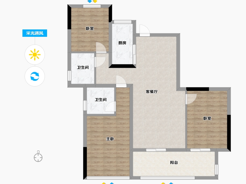 江西省-九江市-广隆赣江铭著小区-92.14-户型库-采光通风