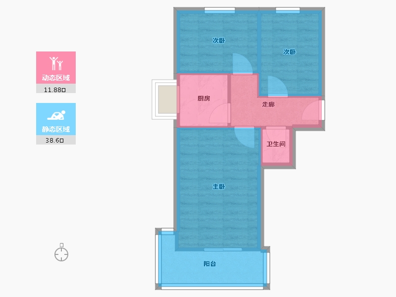 陕西省-西安市-大方实业总公司-西家属院-33.28-户型库-动静分区