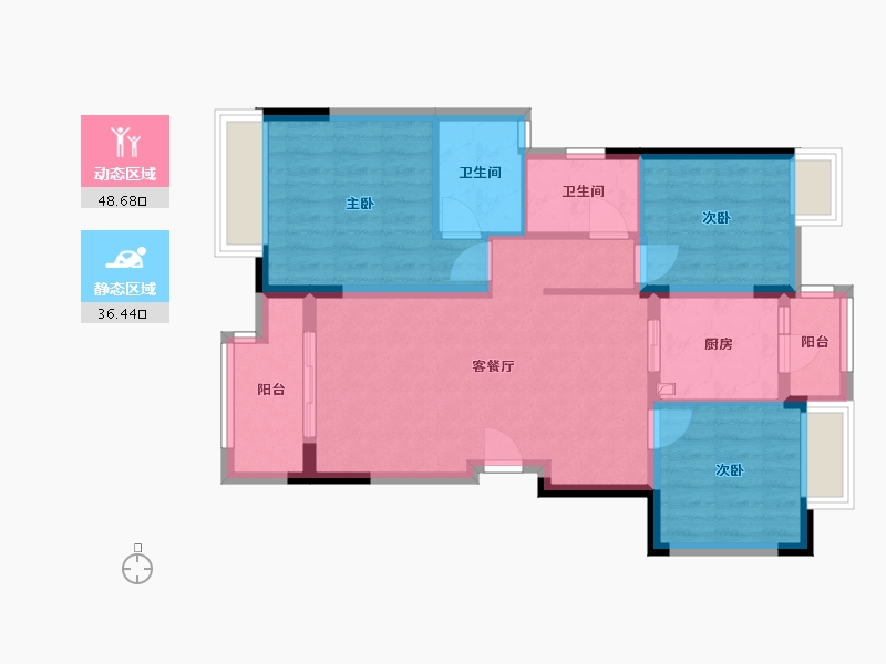 重庆-重庆市-中交中央公园睿颂-76.00-户型库-动静分区