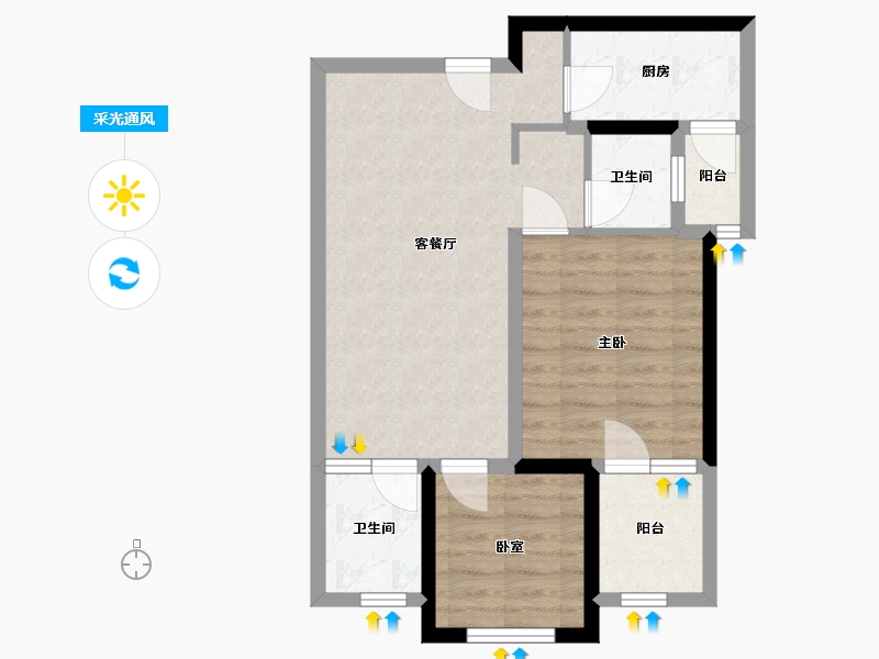 河南省-郑州市-华润置地琨瑜府-60.00-户型库-采光通风