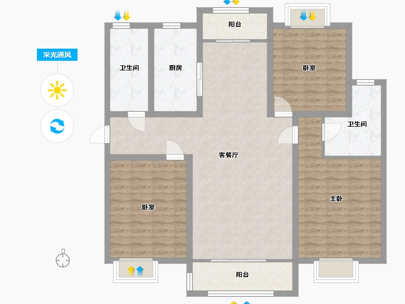 陕西省-汉中市-丰辉龙亭园小区-112.00-户型库-采光通风