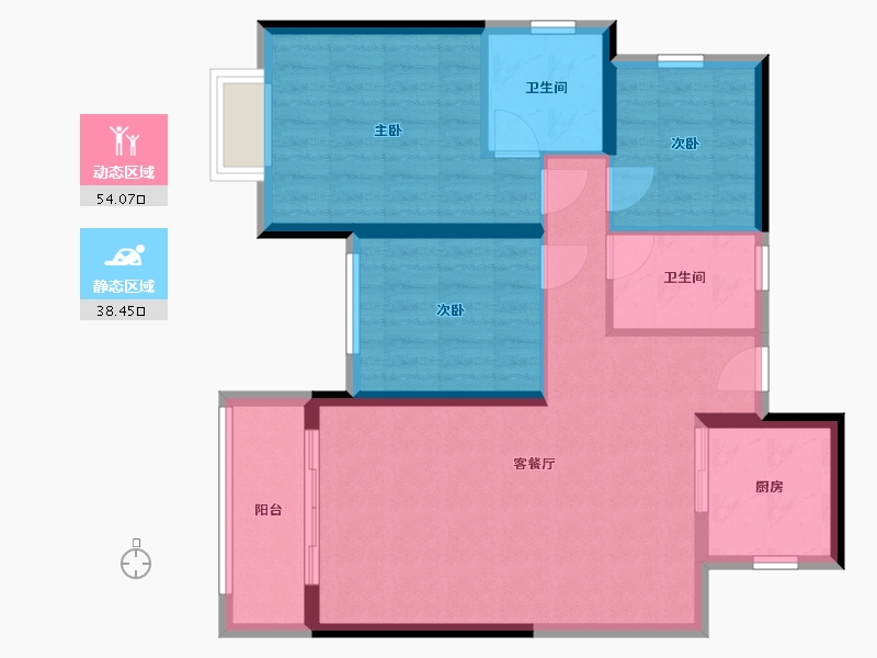 湖北省-天门市-竟陵华府-96.00-户型库-动静分区