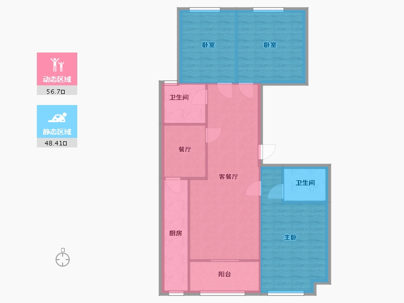 浙江省-杭州市-金岸提香-90.00-户型库-动静分区