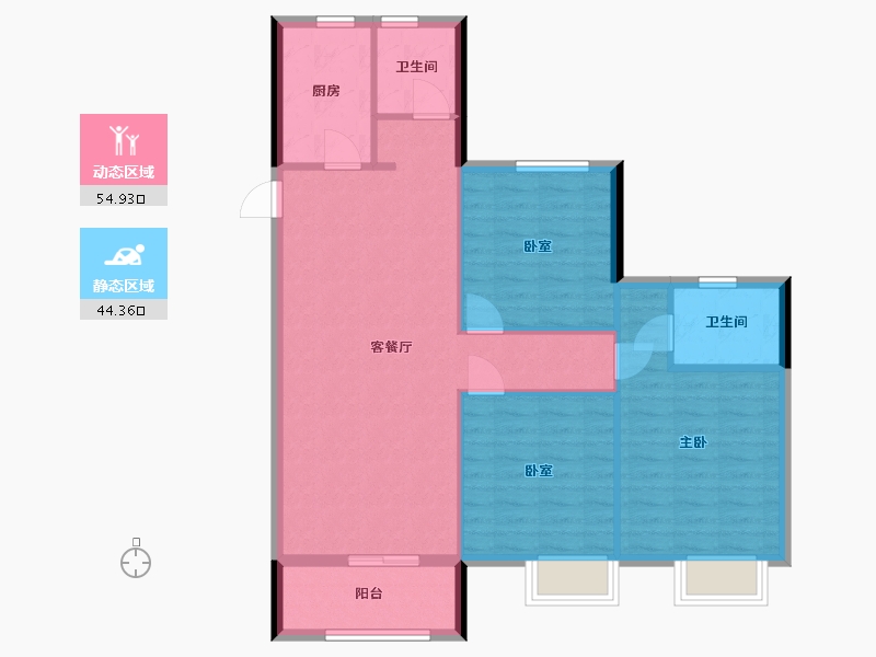 浙江省-宁波市-丁山华庭-100.00-户型库-动静分区