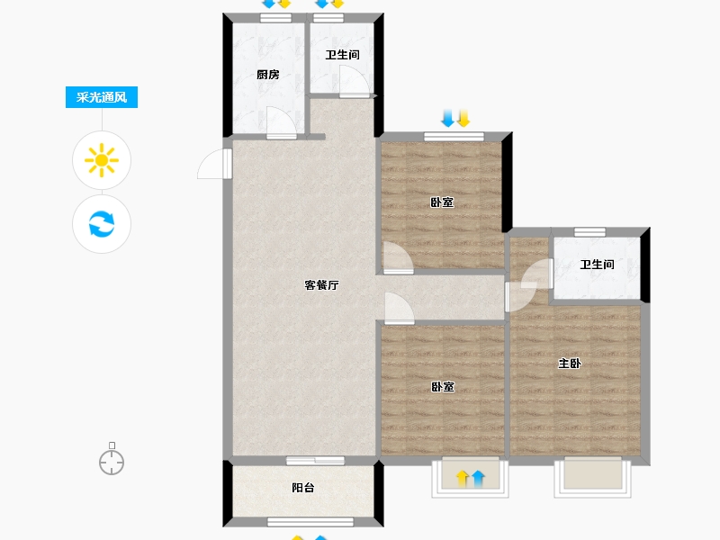 浙江省-宁波市-丁山华庭-100.00-户型库-采光通风