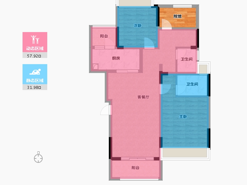 重庆-重庆市-金科·黄金海岸-84.16-户型库-动静分区