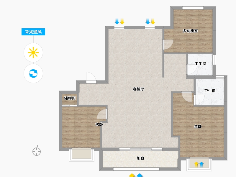 浙江省-嘉兴市-优盛花园-120.00-户型库-采光通风