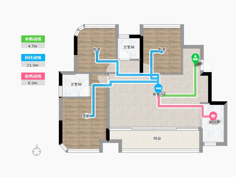 重庆-重庆市-巴南新鸥鹏巴川府-84.48-户型库-动静线