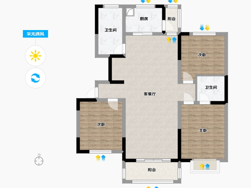 河南省-洛阳市-银隆·开元名邸-B区-112.00-户型库-采光通风