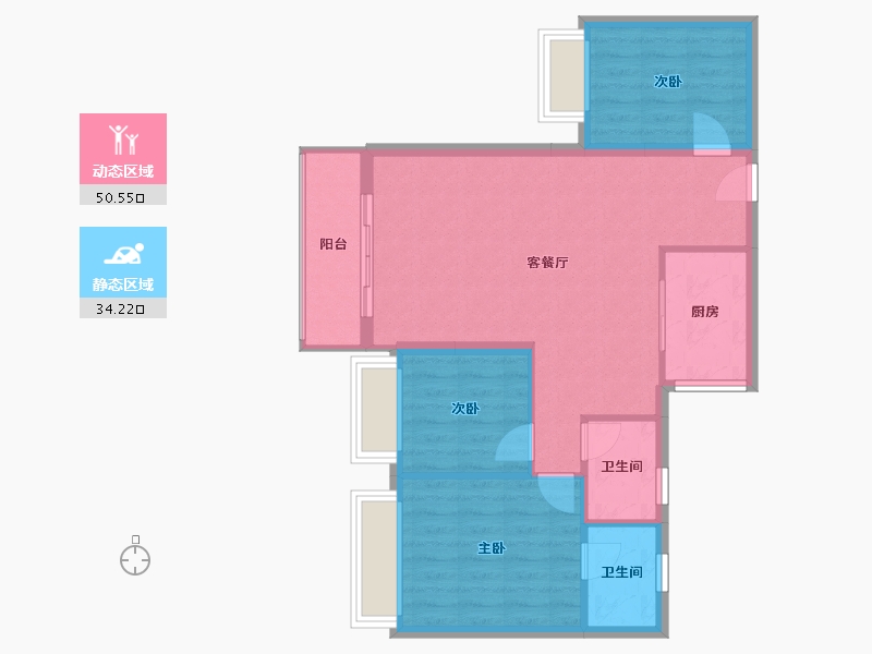 广东省-汕尾市-东方茗府-81.38-户型库-动静分区