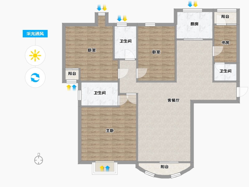 北京-北京市-珠江绿洲家园-88.00-户型库-采光通风