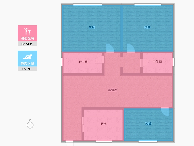 江苏省-连云港市-香江悦湖春天-87.44-户型库-动静分区