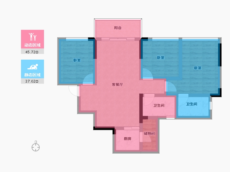 四川省-成都市-锦绣世家-72.58-户型库-动静分区