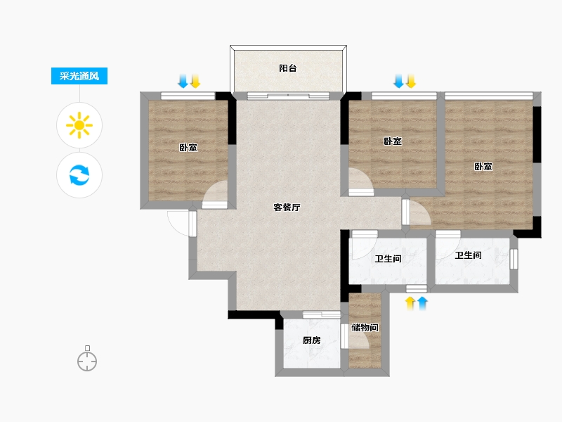 四川省-成都市-锦绣世家-72.58-户型库-采光通风