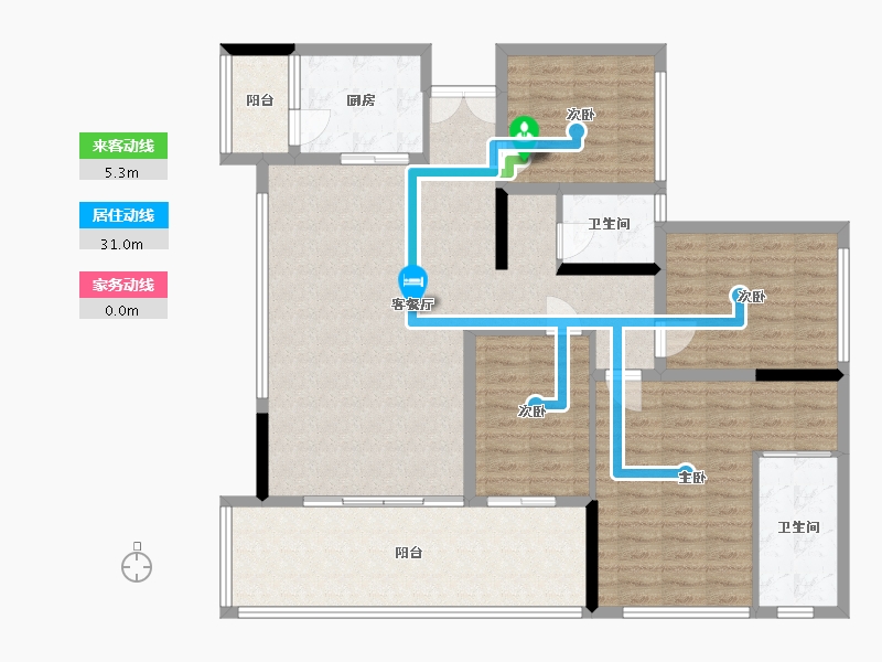 四川省-绵阳市-长虹金嶺1号-128.90-户型库-动静线