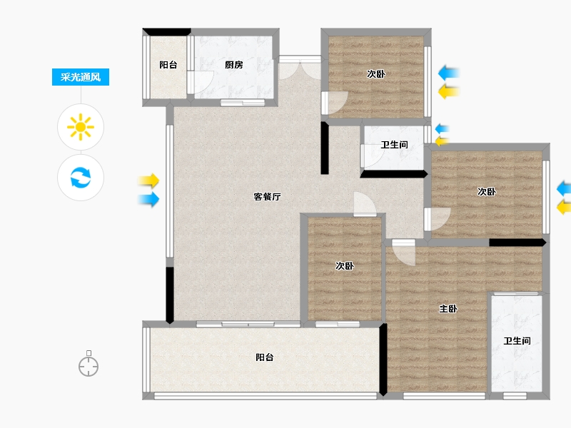 四川省-绵阳市-长虹金嶺1号-128.90-户型库-采光通风