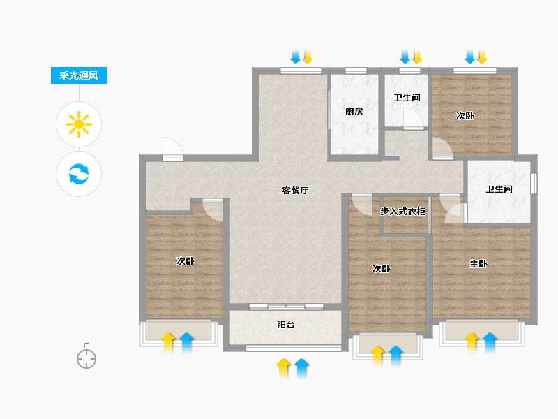 山东省-青岛市-水岸樾园-126.50-户型库-采光通风