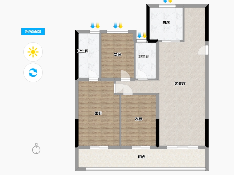 山东省-青岛市-龙湖椿实春江天越-103.00-户型库-采光通风