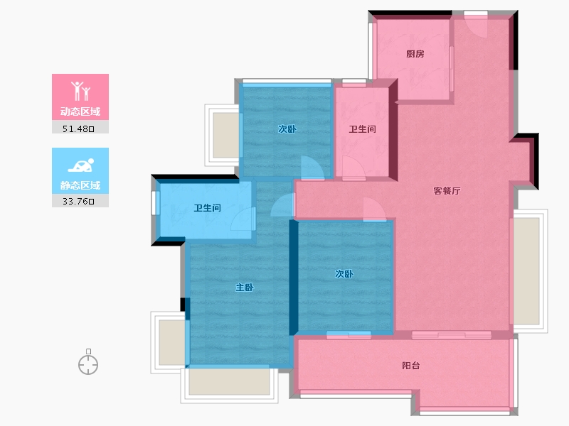 广东省-东莞市-华润置地松湖润府-75.99-户型库-动静分区