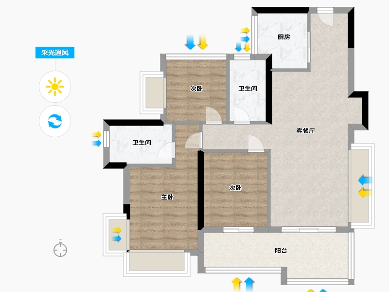 广东省-东莞市-华润置地松湖润府-75.99-户型库-采光通风