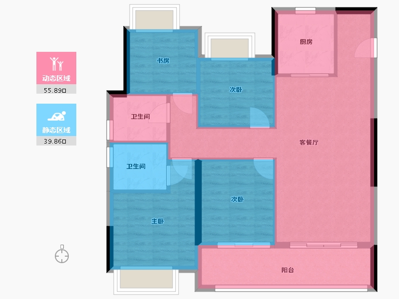 福建省-宁德市-左海望悦-86.40-户型库-动静分区