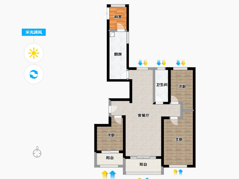 河北省-石家庄市-260公寓-104.00-户型库-采光通风