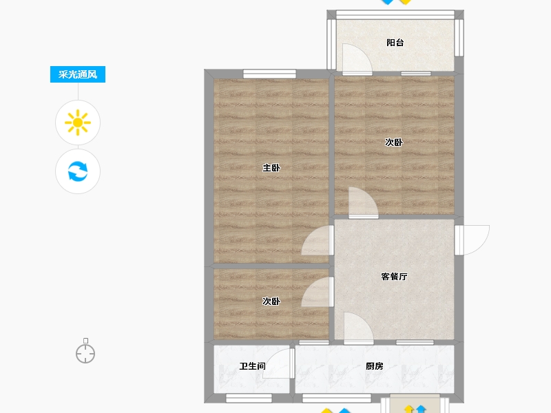 湖北省-襄阳市-工行家属院-55.28-户型库-采光通风