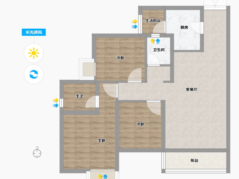 四川省-成都市-川发宽窄慢里-83.68-户型库-采光通风