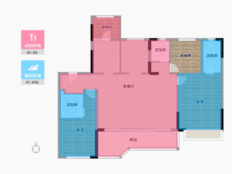 四川省-成都市-中海新川华府-119.67-户型库-动静分区