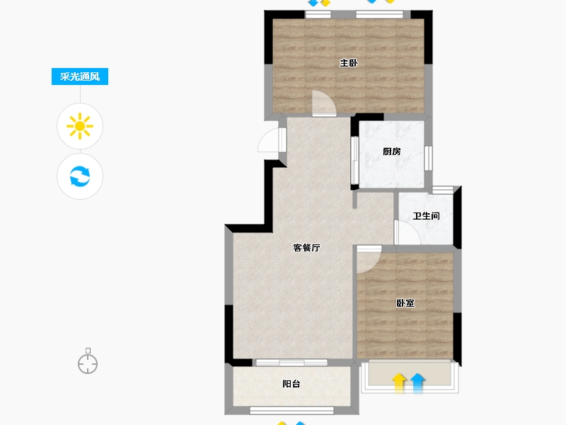 浙江省-嘉兴市-锦望名邸-64.00-户型库-采光通风