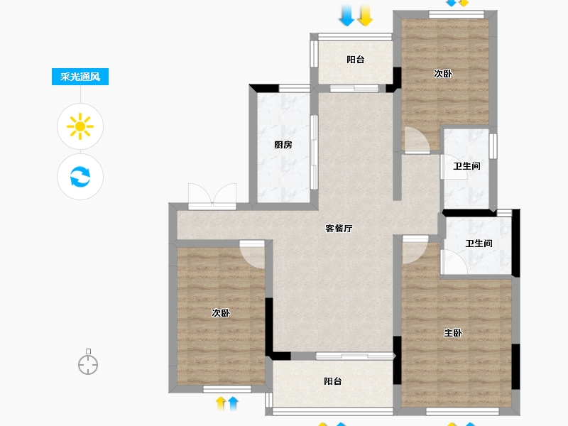 四川省-成都市-龙湖三千云锦-92.98-户型库-采光通风