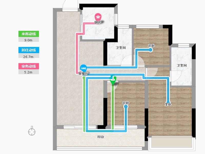 浙江省-杭州市-中天海威云咏汀洲-76.82-户型库-动静线