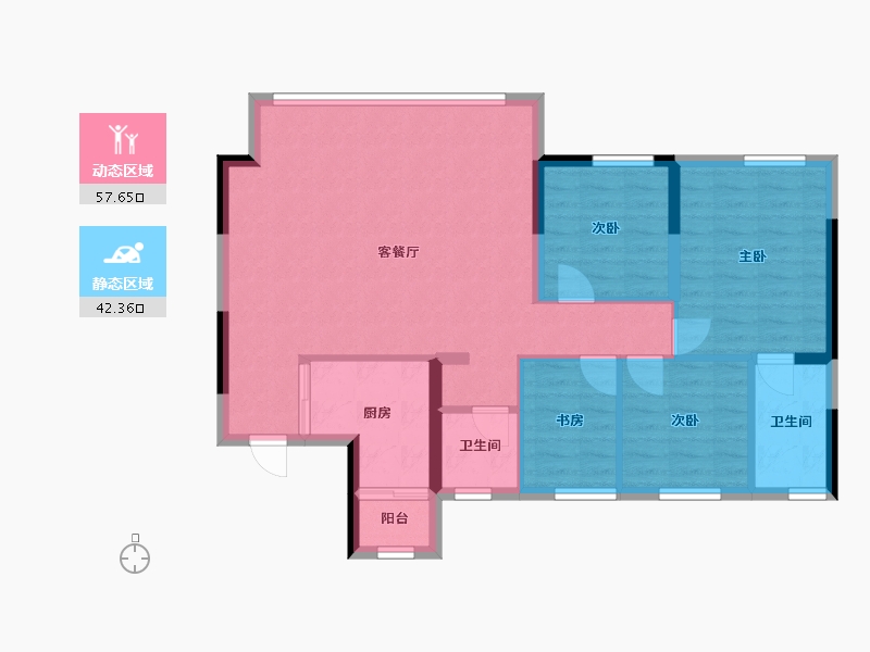 四川省-成都市-首开中环云樾-90.27-户型库-动静分区