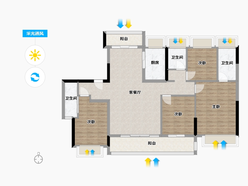 广东省-东莞市-华侨城天鹅堡-113.84-户型库-采光通风