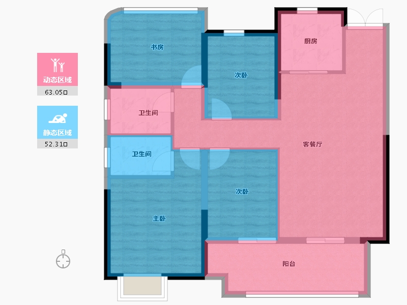 安徽省-合肥市-远大璟庭里-104.00-户型库-动静分区