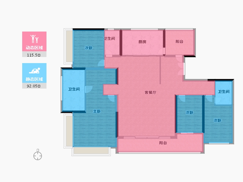 广东省-佛山市-万科璞悦山-189.69-户型库-动静分区