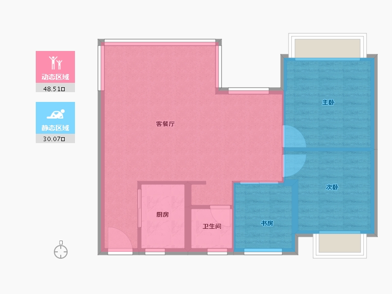 四川省-成都市-青城365南院二期-71.39-户型库-动静分区