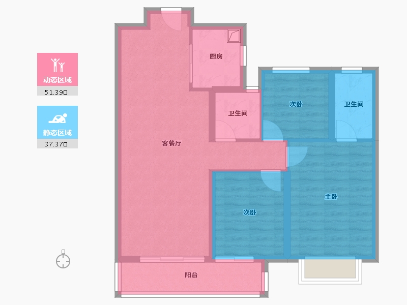 湖南省-株洲市-中粮瑞府-84.00-户型库-动静分区