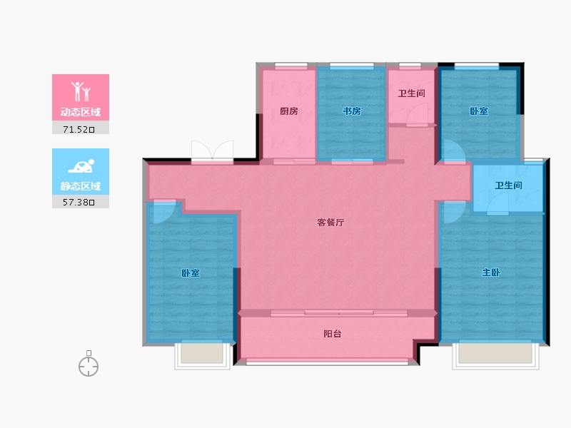 陕西省-西安市-龙记·观湖-116.93-户型库-动静分区