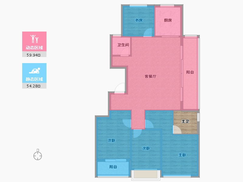 浙江省-杭州市-赞成和风-108.85-户型库-动静分区