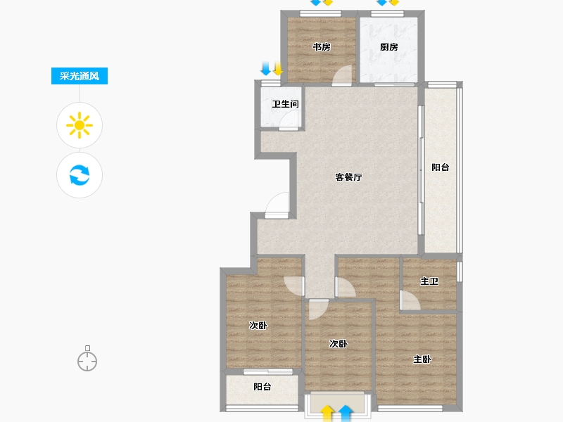 浙江省-杭州市-赞成和风-108.85-户型库-采光通风