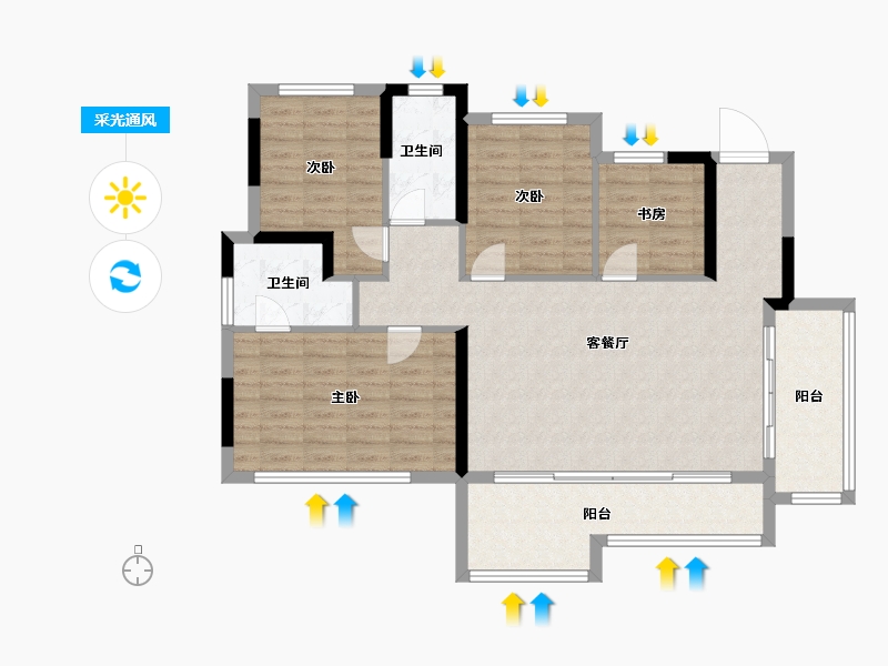 四川省-成都市-中国铁建·青羊樾府-102.00-户型库-采光通风