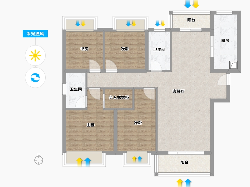 湖南省-株洲市-中粮瑞府-104.00-户型库-采光通风