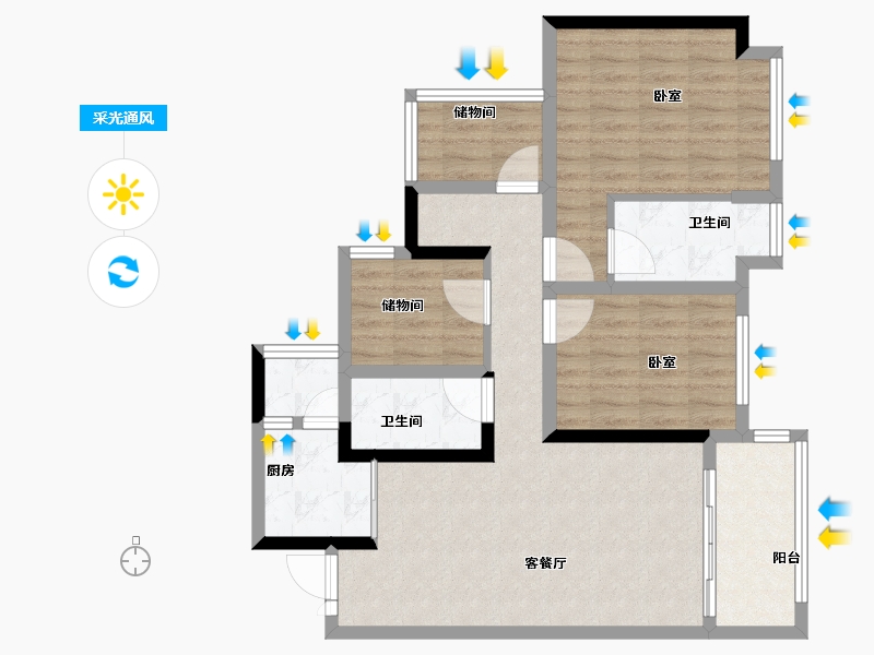 四川省-成都市-君悦时代-85.79-户型库-采光通风