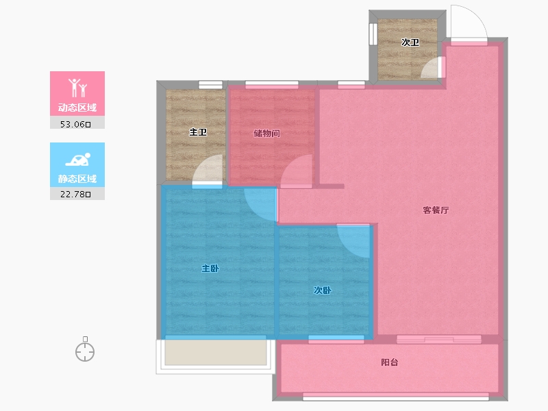 浙江省-杭州市-保利和著风华里-76.50-户型库-动静分区